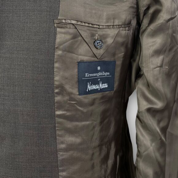Ermenegildo Zegna Neiman Marcus Blazer Mens 42R 'Traveller' Brown Herringbone - Picture 7 of 12